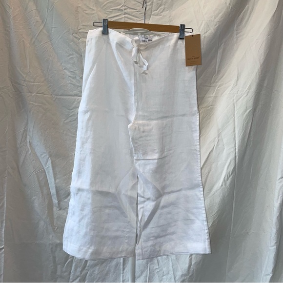 🇨🇦THE SLEEP SHIRT white linen capris size S - Picture 2 of 8